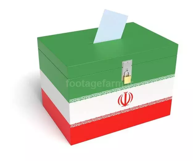 عکس پرچم ایران بر روی جعبه رای
